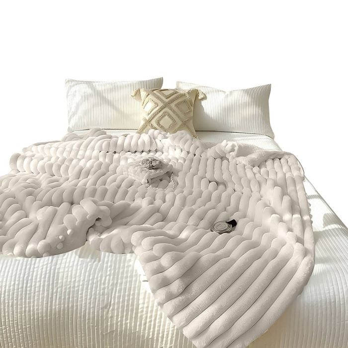 SOGA 150x200cm Pearl White Premium Milk Velvet Throw Blanket