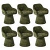 Oikiture 6x Dining Chair Swivel Armchair Lounge Accent Chairs Chenille Green