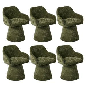 Oikiture 6x Dining Chair Swivel Armchair Lounge Accent Chairs Chenille Green