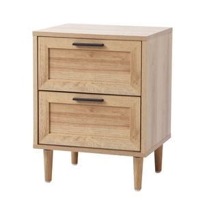 Oikiture Bedside Table Nightstand Natural