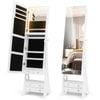 Costway Mirror Jewelry Cabinet Armoire Vanity Jewelry Organizer White