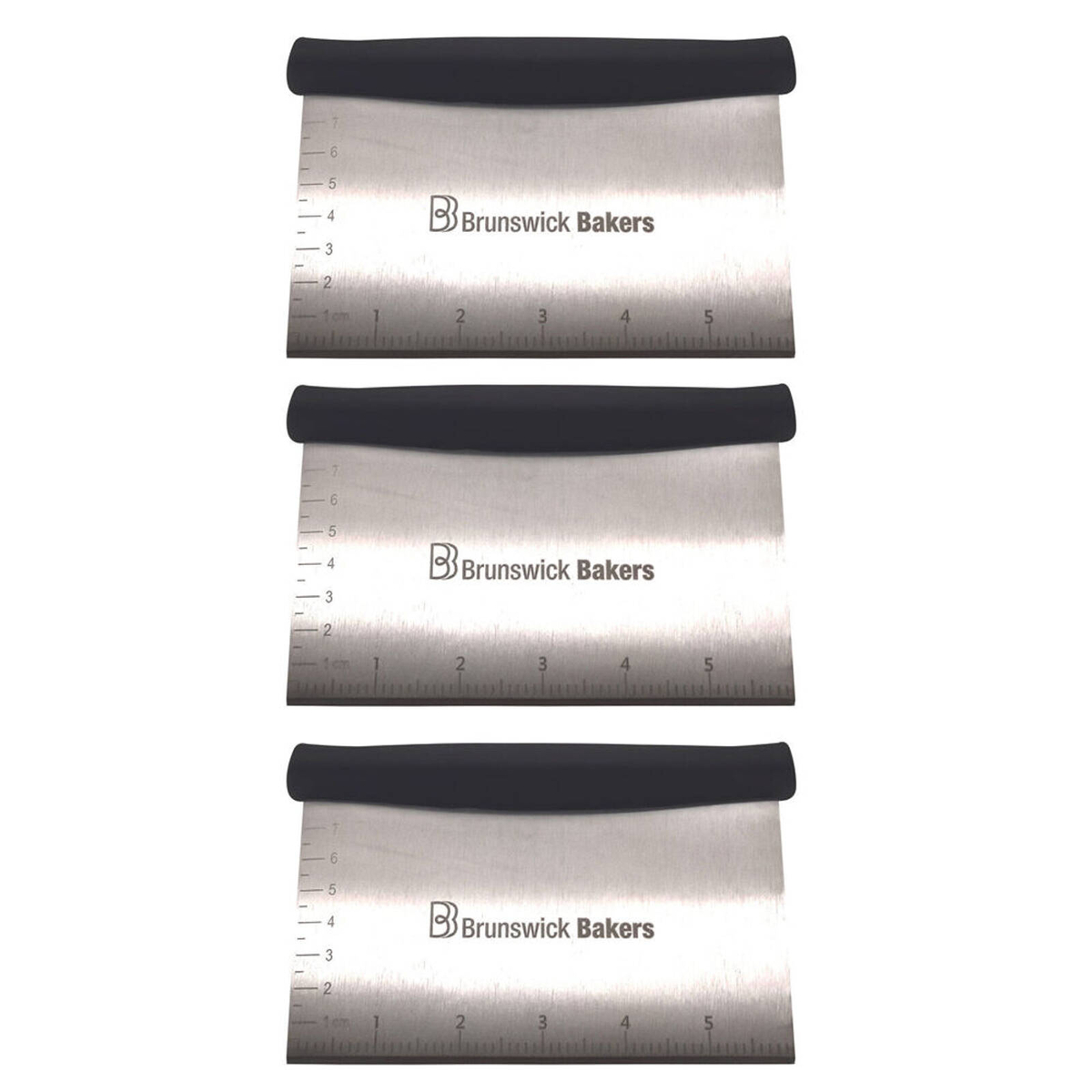 3PK Brunswick Bakers Stainless Steel Dough Scraper w/ Handle 16x10cm ...