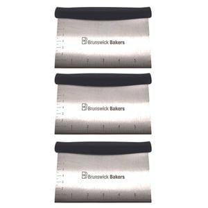 3PK Brunswick Bakers Stainless Steel Dough Scraper w/ Handle 16x10cm Baking Tool