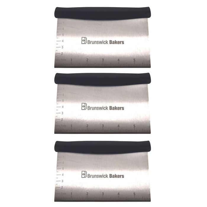 3PK Brunswick Bakers Stainless Steel Dough Scraper w/ Handle 16x10cm Baking Tool