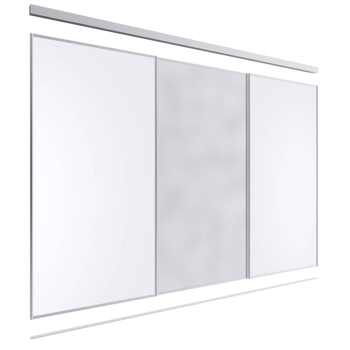 Lugna 2400 x 2701-3600mm 1 Mirror 2 Melamine Wardrobe Triple Sliding Doors