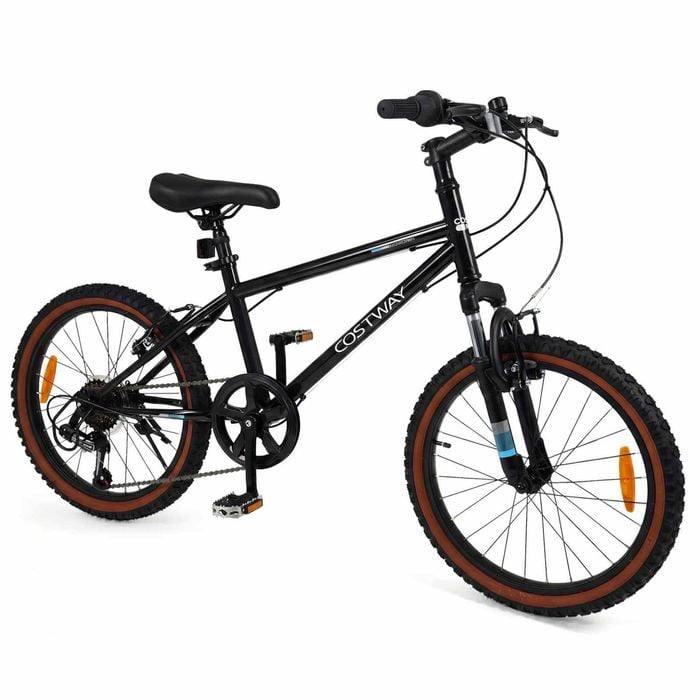 Costway Teen Dual Brake Kid Mountain Bike 50cm 6speed Bicycle Black