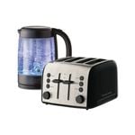 Russell Hobbs Brooklyn 1.7L Glass Kettle and 4-Slice Toaster Set - Black