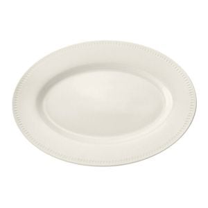 Mikasa Cranborne Stoneware Oval Serving Platter, 39cm - Cream