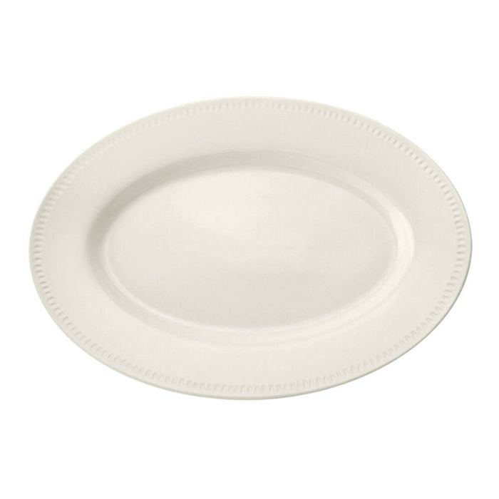 Mikasa Cranborne Stoneware Oval Serving Platter, 39cm - Cream