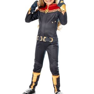 Captain Marvel Costume Girls Halloween Fancy Dress Jumpsuit Red Blue