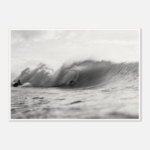 Galrie Stunning Black and White Surfing Photography - Surfing Big Break Art Print, Poster Only, 50 x 70cm (20 x 28inch)