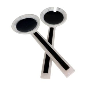 2pc SS Collective Porto Black & White Resin Salad Servers Utensil Set 30cm