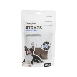 Happy Tails 200g Beef and Vegetable Straps Dog Treats