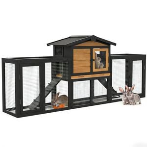 Advwin 203cm Wooden Rabbit Hutch Chicken Coop Pet House