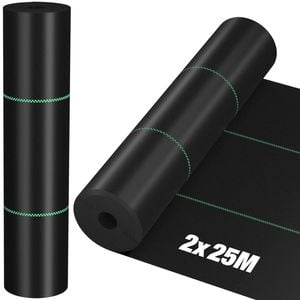 Advwin Weed Mat, 2 x 25m Woven Ground Cover, High Permeability & UV Resistant