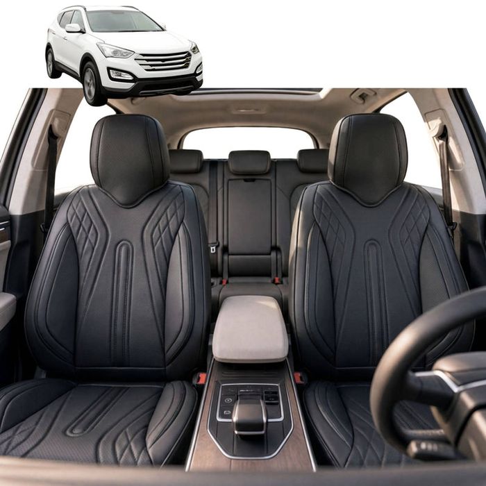 Australian Goose Front Seat Covers for Hyundai Santa Fe 2012 - 2018 (DM) - PU Leather, Black (2pc)