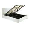Foret Bed Frame King Gas Lift Storage Base Bedroom Furniture PU Leather White