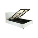 Foret Bed Frame King Gas Lift Storage Base Bedroom Furniture PU Leather White