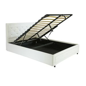 Foret Bed Frame King Gas Lift Storage Base Bedroom Furniture PU Leather White