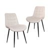Bribrion Dining Chairs Set Of 2 Grid Quilted Square Tufted White