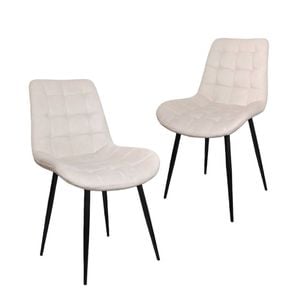 Bribrion Dining Chairs Set Of 2 Grid Quilted Square Tufted White