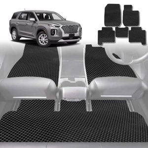 6D Diamond Car Floor Mats for Hyundai Palisade 2021-Current 7 Seater-Ultimate Set-Black-Outback GT