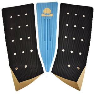 Summer Vibes 3-piece Fish Surfboard Tail Pad / Deck Grip / Traction - Blue / Black / Tan