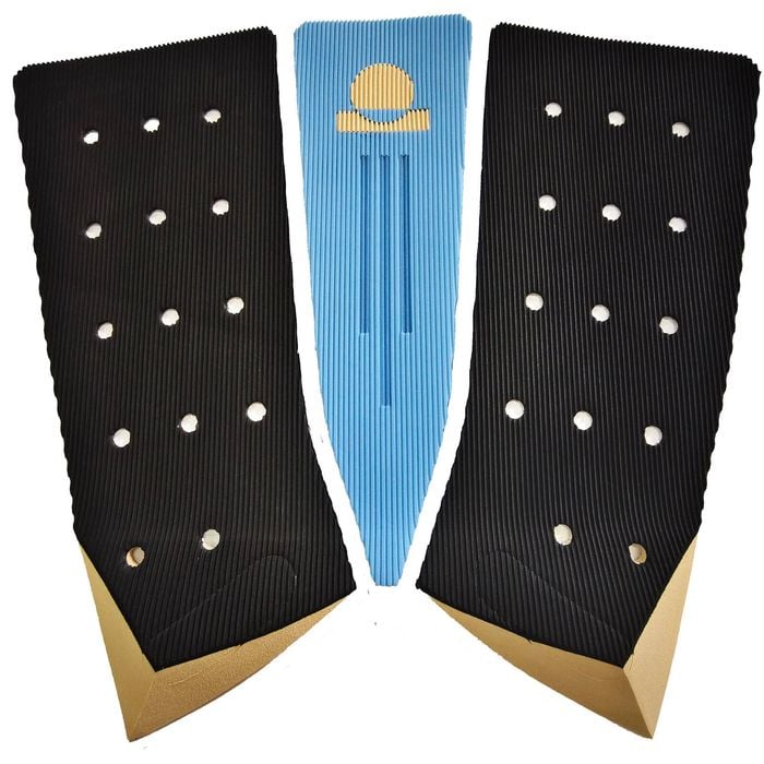 Summer vibes 3-Piece Fish Surfboard Tail Pad / Deck Grip / Traction - Blue / Black / Tan
