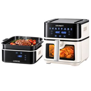 Devanti 2-in-1 Air Fryer & BBQ Grill 8L Digital Touch Control White