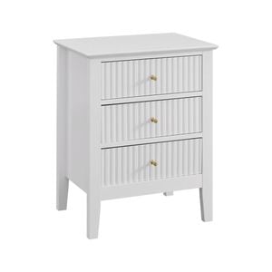 Zara Fluted 3 Drawer Side Table White