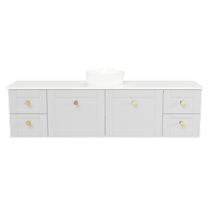 New England Joinery 1800mm Diadem Centre Basin SilkSurface Top Wall Hung Vanity