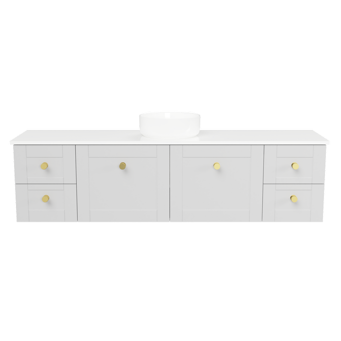 New England Joinery 1800mm Diadem Centre Basin SilkSurface Top Wall Hung Vanity