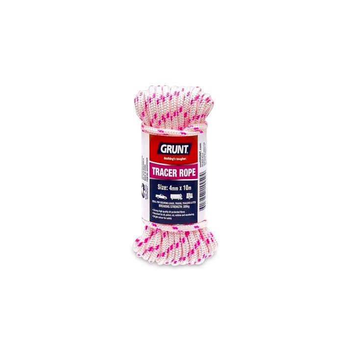Grunt 4mm x 10m White With Pink / Blue Tracer Rope