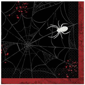 Dark Manor Spider Web Print 16 Pack Halloween Napkins