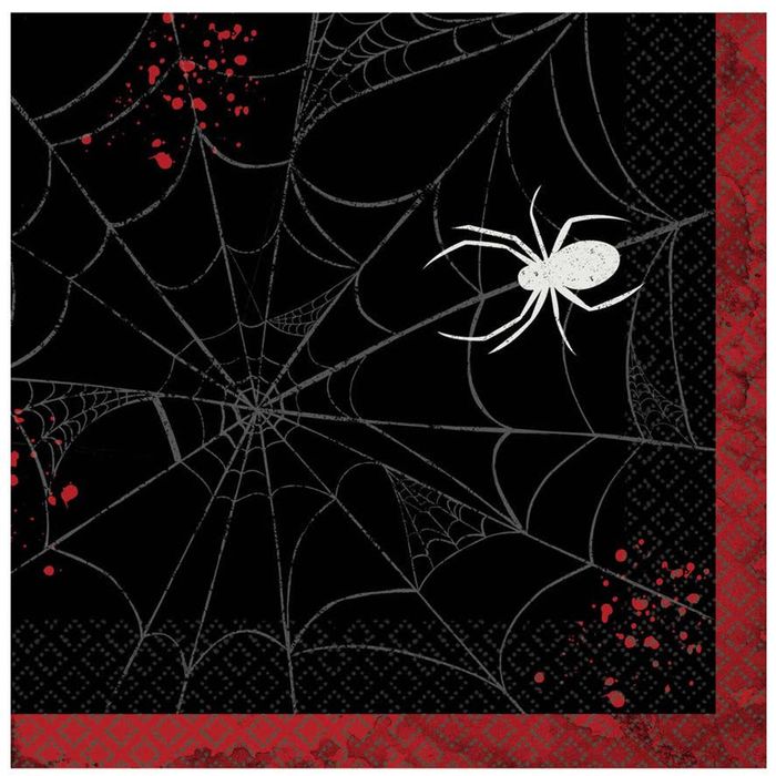 Dark Manor Spider Web Print 16 Pack Halloween Napkins