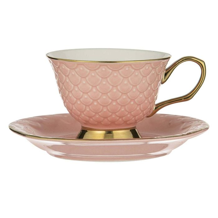 Ashdene New Bone China 210ml Ripple Blush Cup & Saucer - Pink