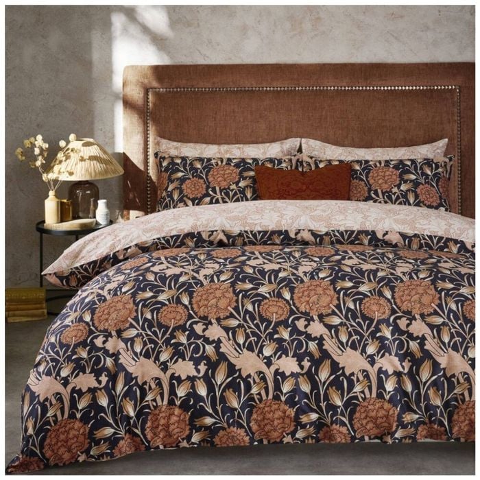 William Morris At Home Wild Tulip Quilt Duvet Cover Set Super King Copper