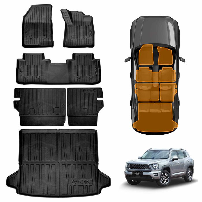 Floor Mats Boot Liner Set For Gwm Haval H7 2025-onwards All Weather Heavy Duty Car Trunk Cargo Kick Back Seat Protector Cover