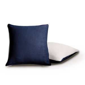 Gioia Casa Twin-Pack Teddy Sherpa European Pillowcases – Reversible, Zipper Closure, Machine Washable (65x65cm, Navy Blue)