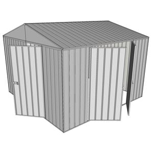 Build-a-Shed 3.0 x 3.0 x 2.3m Gable Double Hinged Side Doors Shed - Zinc