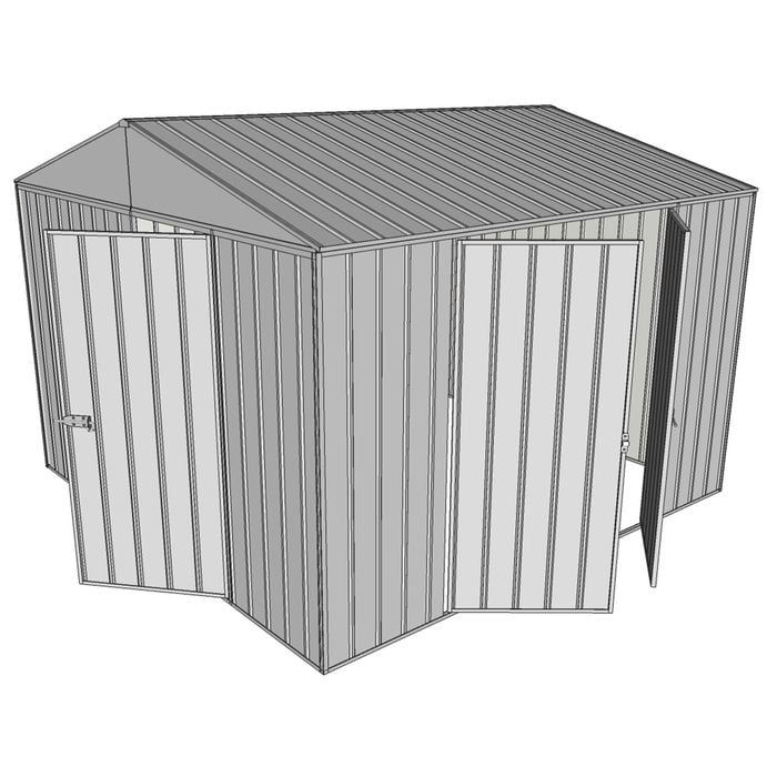 Build-a-Shed 3.0 x 3.0 x 2.3m Gable Double Hinged Side Doors Shed - Zinc