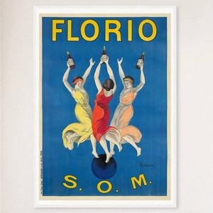 Galrie Stunning Florio S.O.M. Vintage Art Nouveau Poster by Leonetto Cappiello Home, White Frame, A2 42 x 60cm (16 x 24inch)