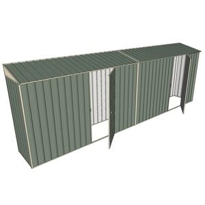 Build-a-Shed 0.8 x 6 x 2m Skillion Shed with Dual Single Hinged Side Doors - Green