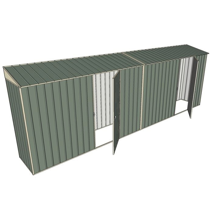 Build-a-Shed 0.8 x 6 x 2m Skillion Shed with Dual Single Hinged Side Doors - Green