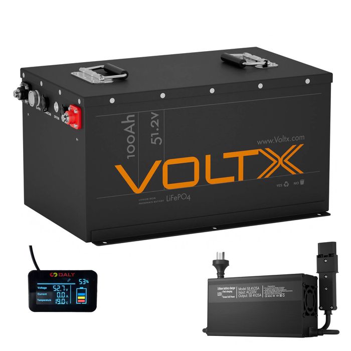 VoltX 48V 100Ah Golf Cart Lithium Battery & Charger Bundle, 5120Wh LiFePO4, Yamaha G19, Golf Farm Resort Buggy