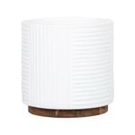 245 x 250mm White Large Round Ribbed Ceramic Pot