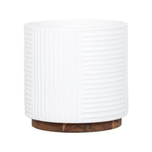 245 x 250mm White Large Round Ribbed Ceramic Pot