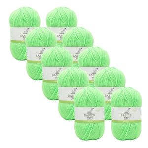 10x Malli Flouro Green Blend Basic 100g Knitting Craft Yarn Acrylic/poly