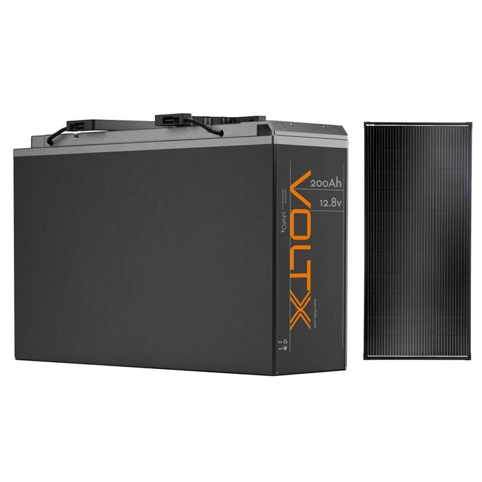Voltx Slim 12v 200ah Lithium Battery + 200w Fixed Solar Panel