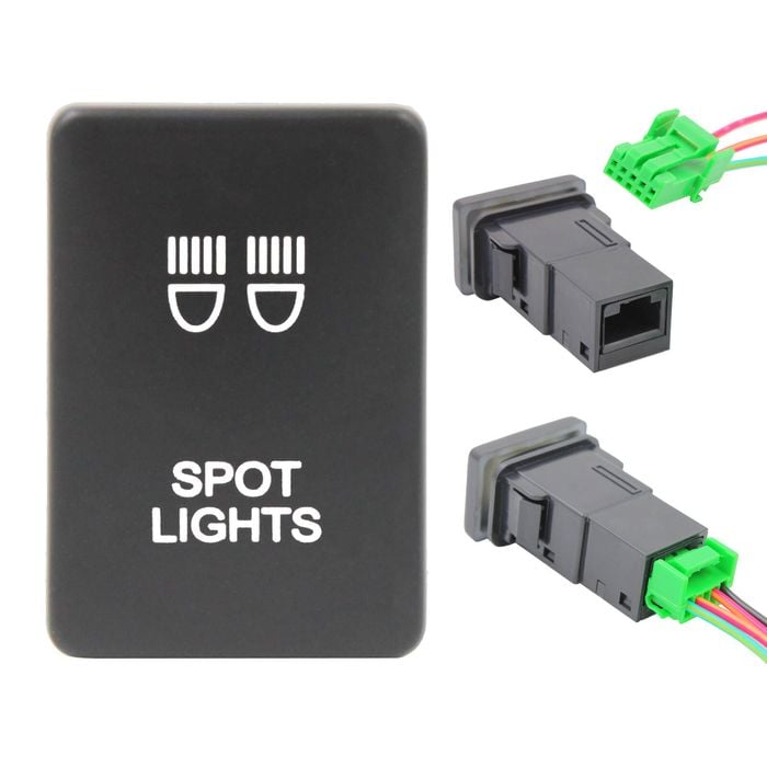 Switch Boss Green LED Push Switch fits Toyota Hilux (2015+) Prado 200 Series (2015+) - Spot Lights